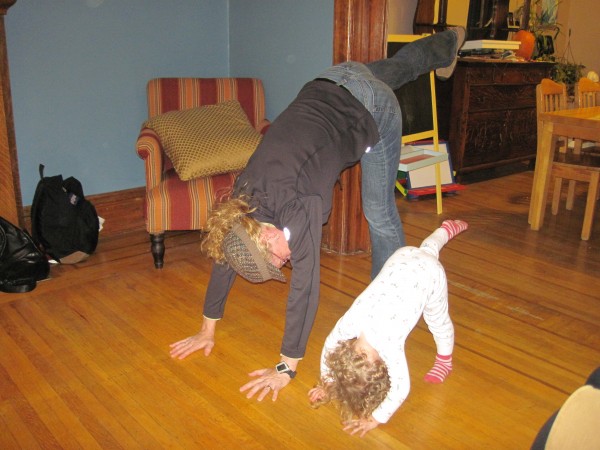 IMG_0710 And doing yoga with Nana. Downward dog plus.